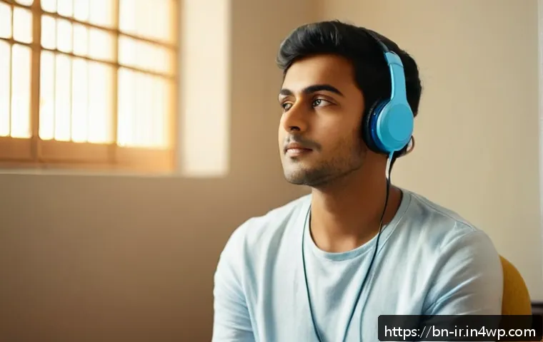 EEG 뇌파 검사기 사용법 - A serene indoor scene showing a young Bengali adult sitting calmly in a quiet room, wearing comforta...